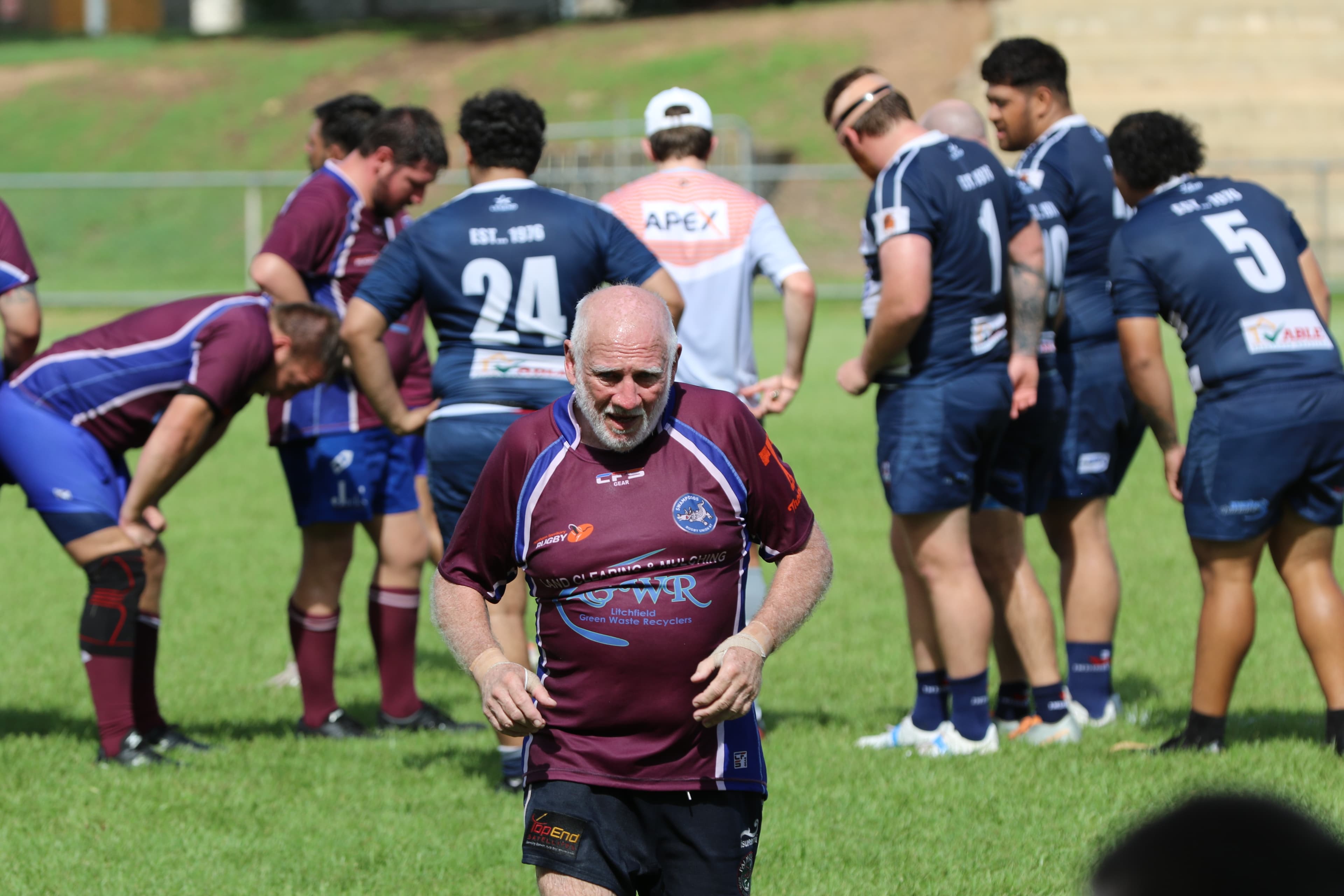 At 71 years young, Dennis Bree has no plans to retire his NT Rugby playing career. Picture: Lachlan Grey