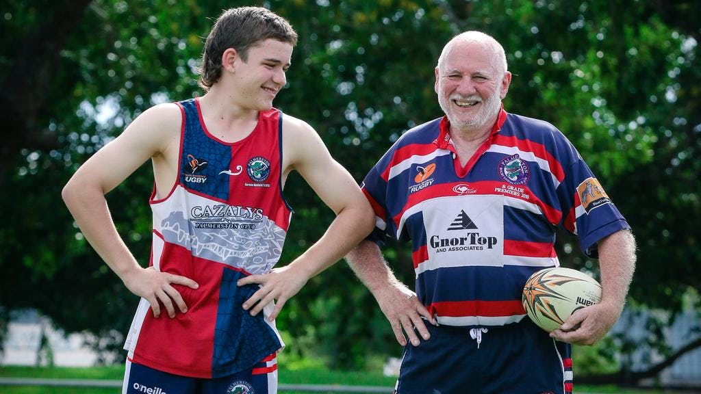 Dennis Bree w grandson Hamish - NT Rugby